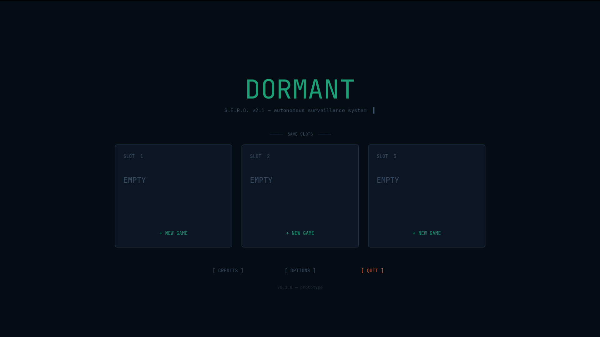 Menu principal — slots de sauvegarde